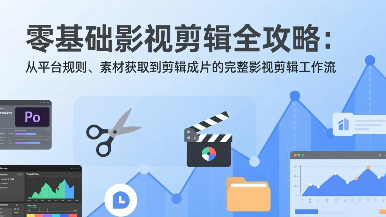 【精】零基础影视剪辑全攻略：从平台规则、素材获取到剪辑成片的完整影视剪辑工作流-知行客