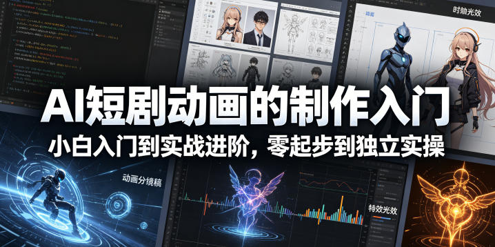 【精】AI短剧动画的制作入门，小白入门到实战进阶，零起步到独立实操-知行客