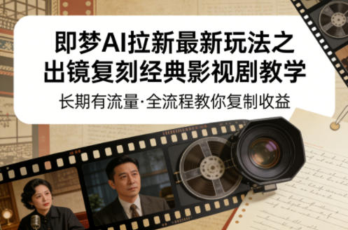 即梦AI拉新最新玩法之出镜复刻经典影视剧教学，长期有流量，全流程教你复制收益-知行客