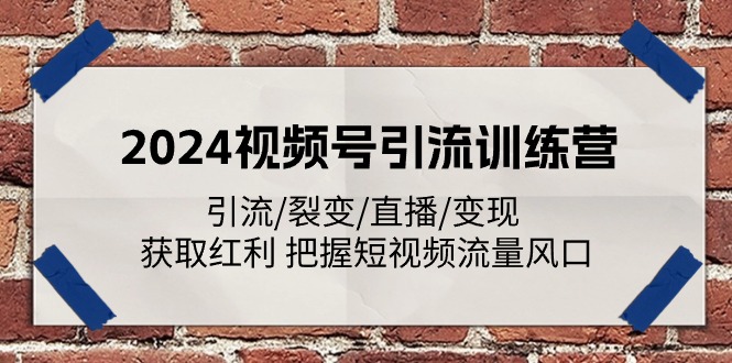 （11337期）2024视频号引流训练营：引流/裂变/直播/变现 获取红利 把握短视频流量风口-知行客