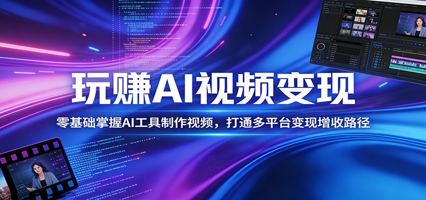 玩赚AI视频变现，零基础掌握AI具制作视频，打通多平台变现增收路径 | 资源下载 - 知行客-知行客