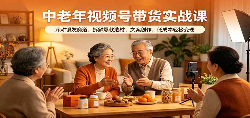 中老年视频号带货实战课:深耕银发赛道,拆解爆款选材,文案创作,低成本轻松变现-知行客