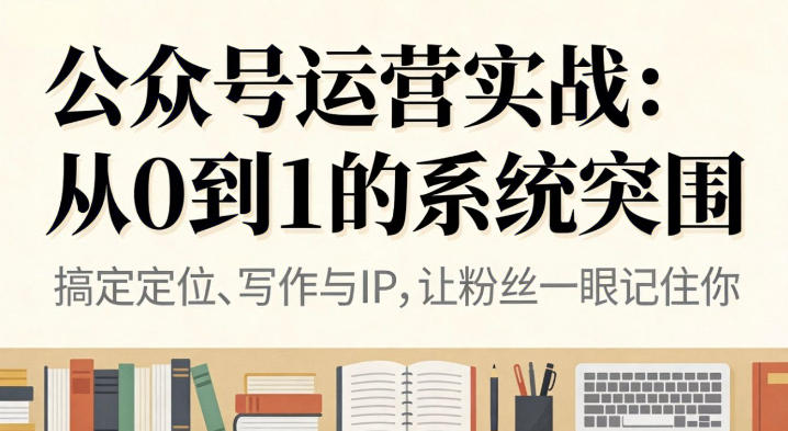 公众号运营实战，从定位到变现的全流程，从0到1的系统突围-知行客