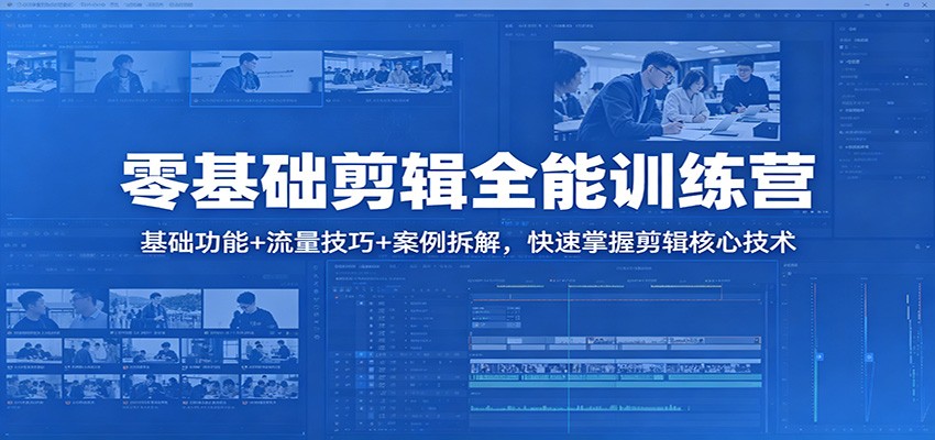 零基础剪辑全能训练营：基础功能+流量技巧+案例拆解，快速掌握剪辑核心技术-知行客