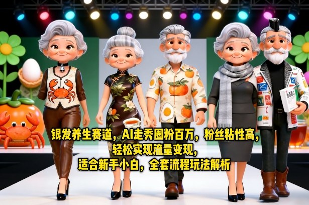 银发养生赛道，AI走秀圈粉百万，粉丝粘性高，轻松实现流量变现，适合新手小白，全套流程玩法解析-知行客