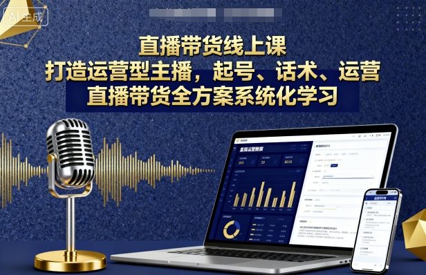 直播带货线上课，打造运营型主播，起号、话术、运营，直播带货全方案系统化学习-知行客
