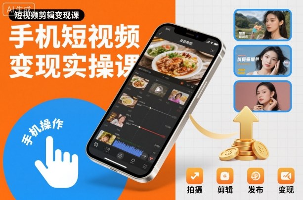 手机短视频变现实操课，短视频剪辑变现课-知行客