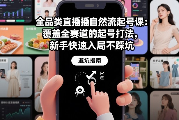 全品类直播自然流起号课：覆盖全赛道的起号打法，新手快速入局不踩坑-知行客