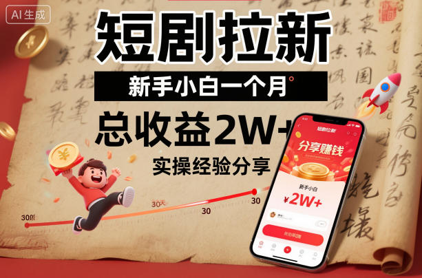 短剧拉新新手小白一个月总收益2W+实操经验分享-知行客