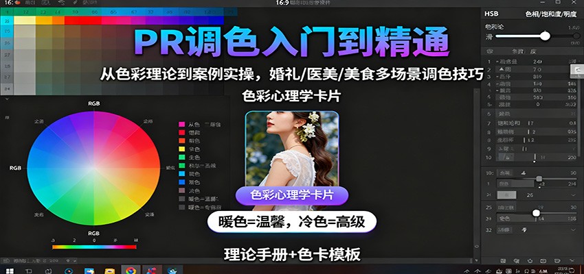 PR调色入门到精通：从色彩理论到案例实操，婚礼/医美/美食多场景调色技巧-知行客