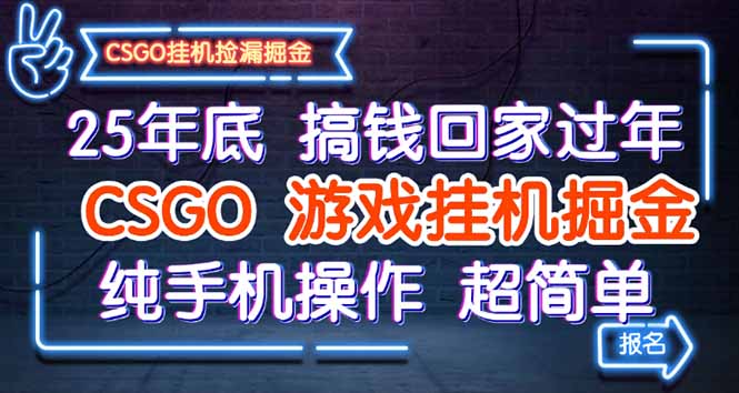 25年底搞钱回家过年，CSGO游戏挂机掘金，纯手机操作超简单-知行客