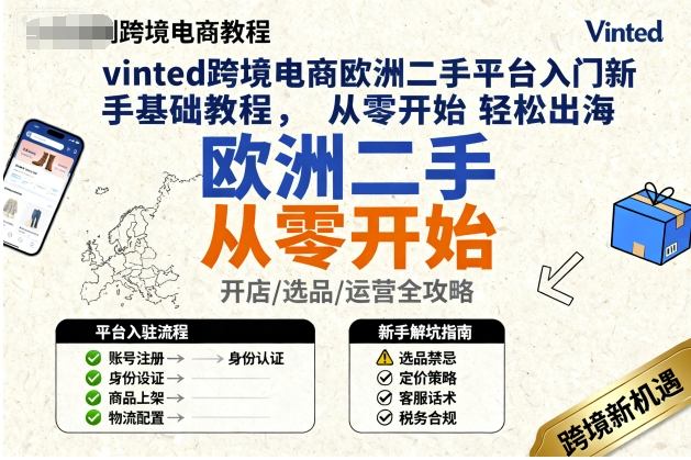 vinted跨境电商欧洲二手平台入门新手基础教程，从零开始轻松出海-知行客