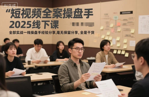 【精】短视频全案操盘手2025线下课，全部实战一线操盘手经验分享，毫无保留分享，全是干货-知行客