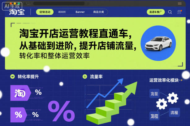 淘宝开店运营教程直通车，从基础到进阶，提升店铺流量，转化率和整体运营效率（更新26年4月10日）-知行客