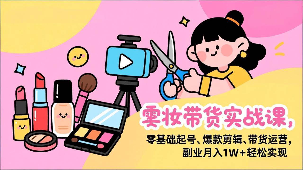 （17189期）美妆带货实战课，零基础起号、爆款剪辑、带货运营，副业月入1W+轻松实现-知行客