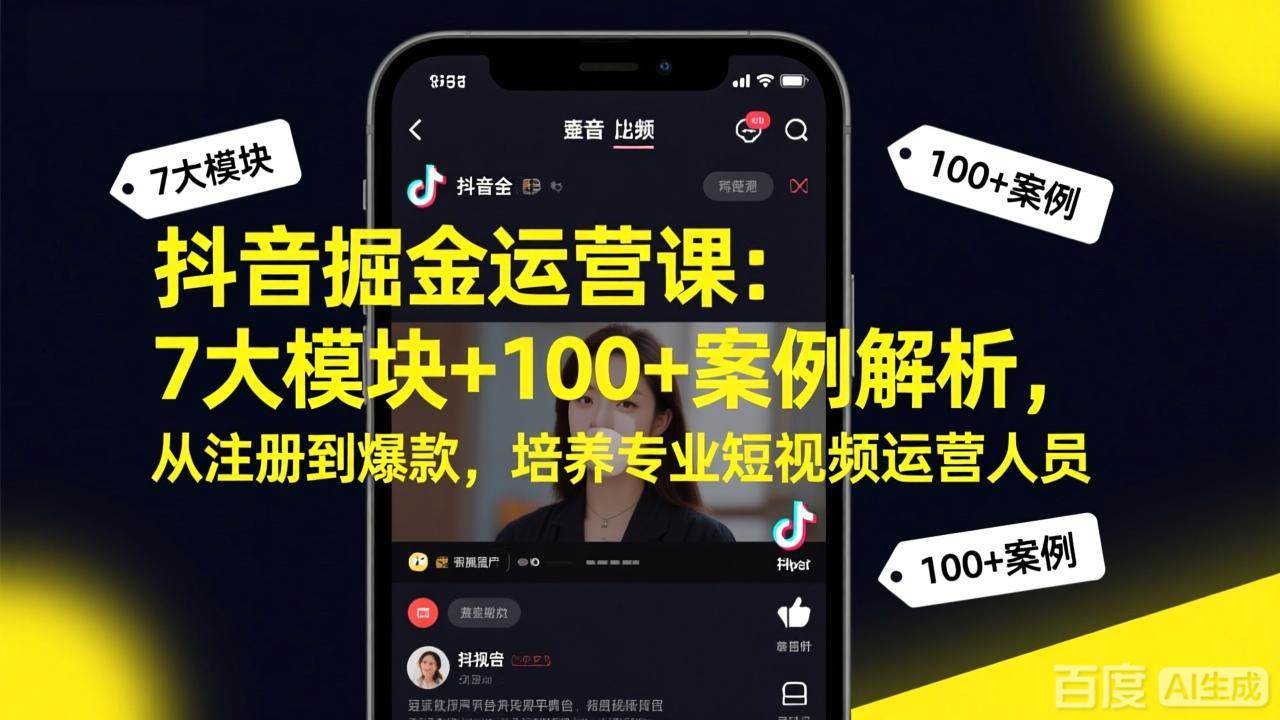 （17573期）抖音掘金运营课：7大模块+100+案例解析，从注册到爆款，培养专业短视频运营人员-知行客
