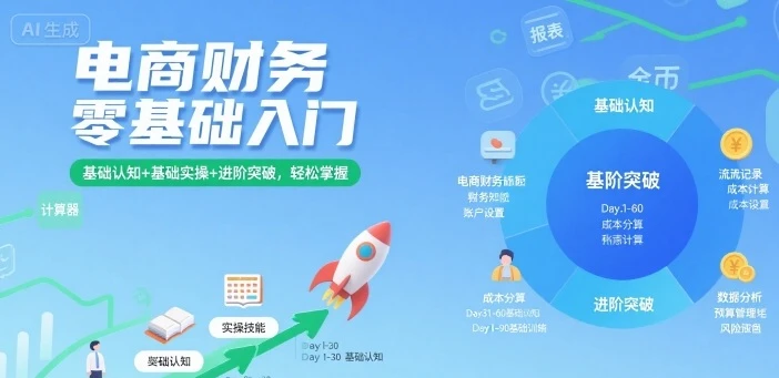 【精】电商财务零基础入门，基础认知+基础实操+进阶突破，轻松掌握-知行客