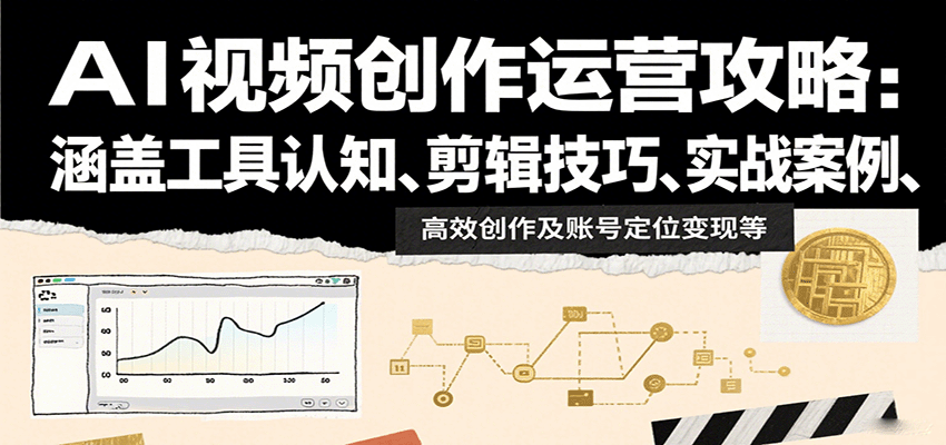 AI视频创作运营攻略：涵盖工具认知、剪辑技巧、实战案例、高效创作及账号定位变现等-知行客