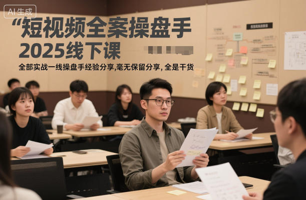 短视频全案操盘手2025线下课，全部实战一线操盘手经验分享，毫无保留分享，全是干货-知行客