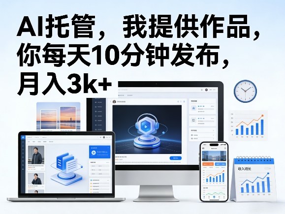 公众号AI托管，我提供作品，你每天10分钟发布，月入3k+【揭秘】-知行客