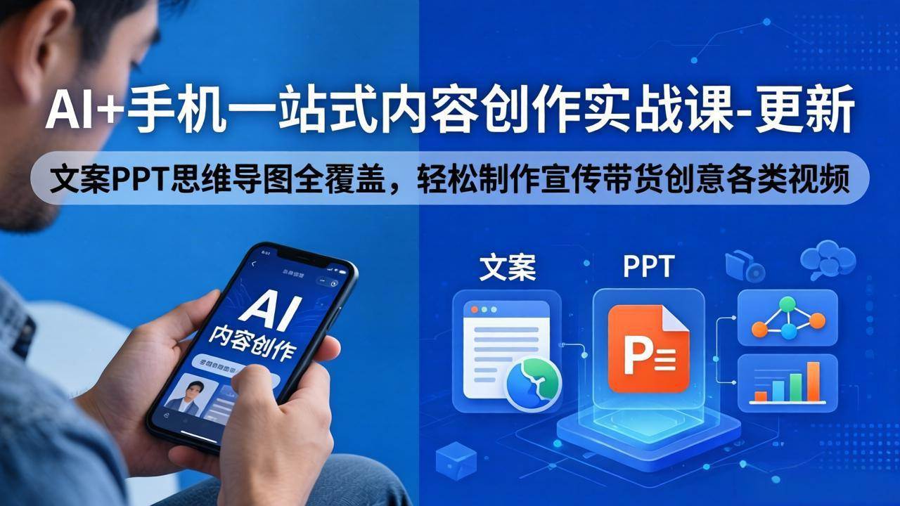 （18204期）AI+手机一站式内容创作实战课-更新，文案PPT思维导图全覆盖，轻松制作宣传带货创意各类视频-知行客