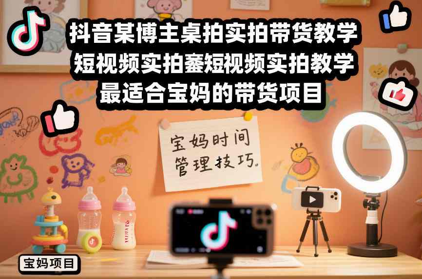 抖音某博主桌拍实拍带货教学，短视频实拍教学，最适合宝妈的带货项目-知行客