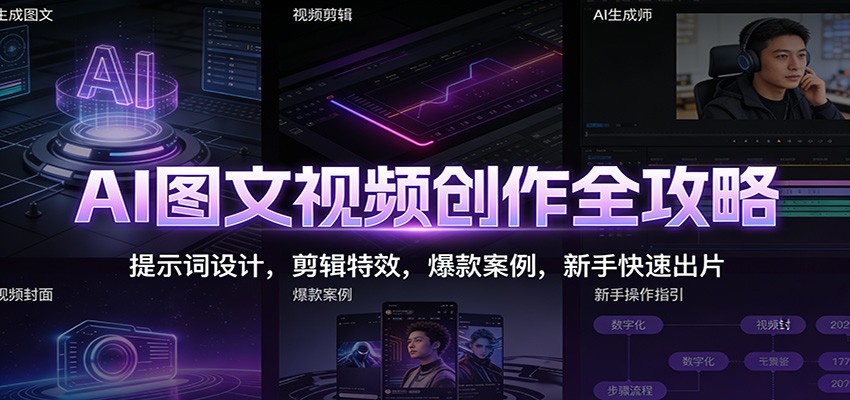 AI图文视频创作全攻略：提示词设计，剪辑特效，爆款案例，新手快速出片-知行客