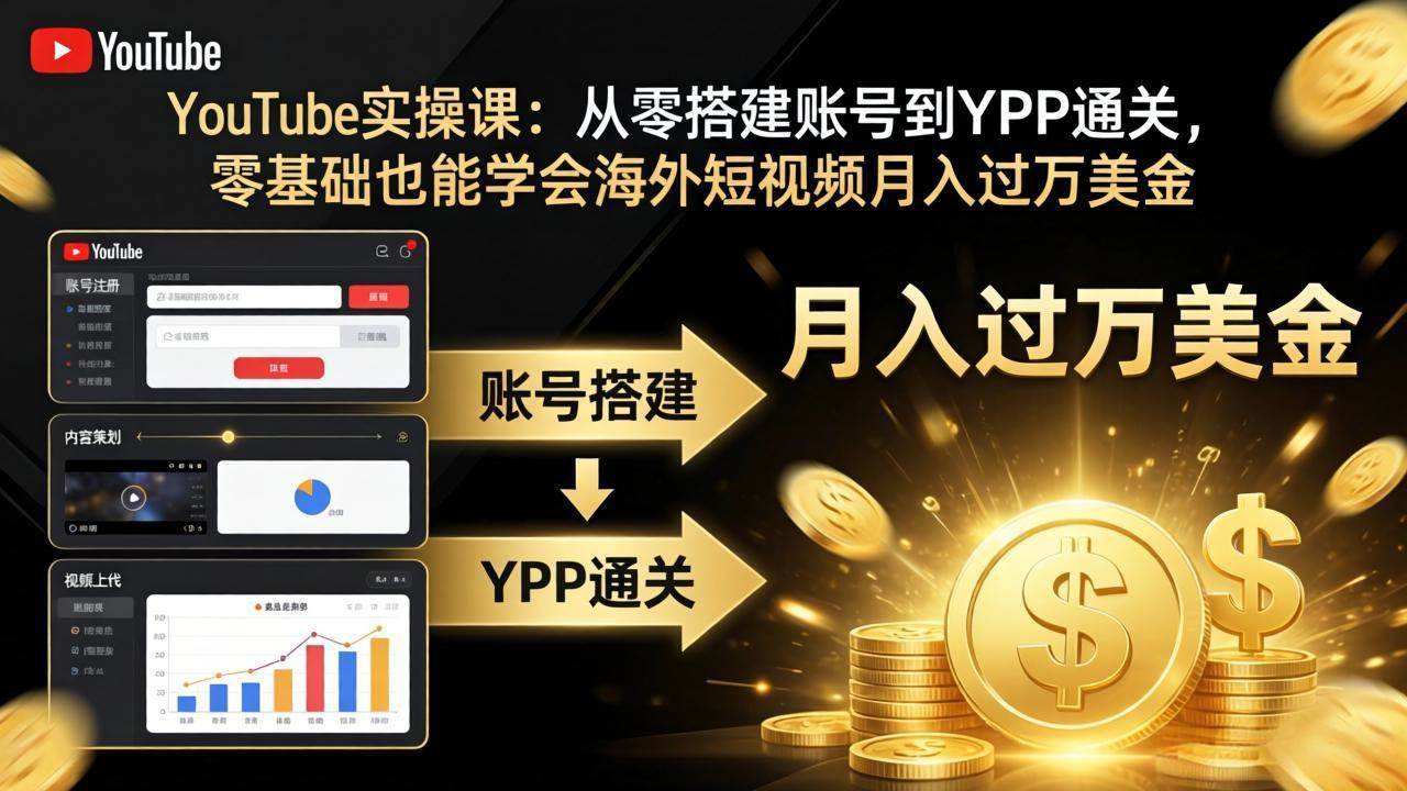 （17897期）YouTube实操课：从零搭建账号到YPP通关，零基础也能学会海外短视频月入过万美金-知行客