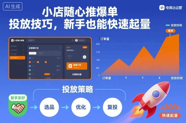 小店随心推爆单投放技巧，新手也能快速起量-知行客