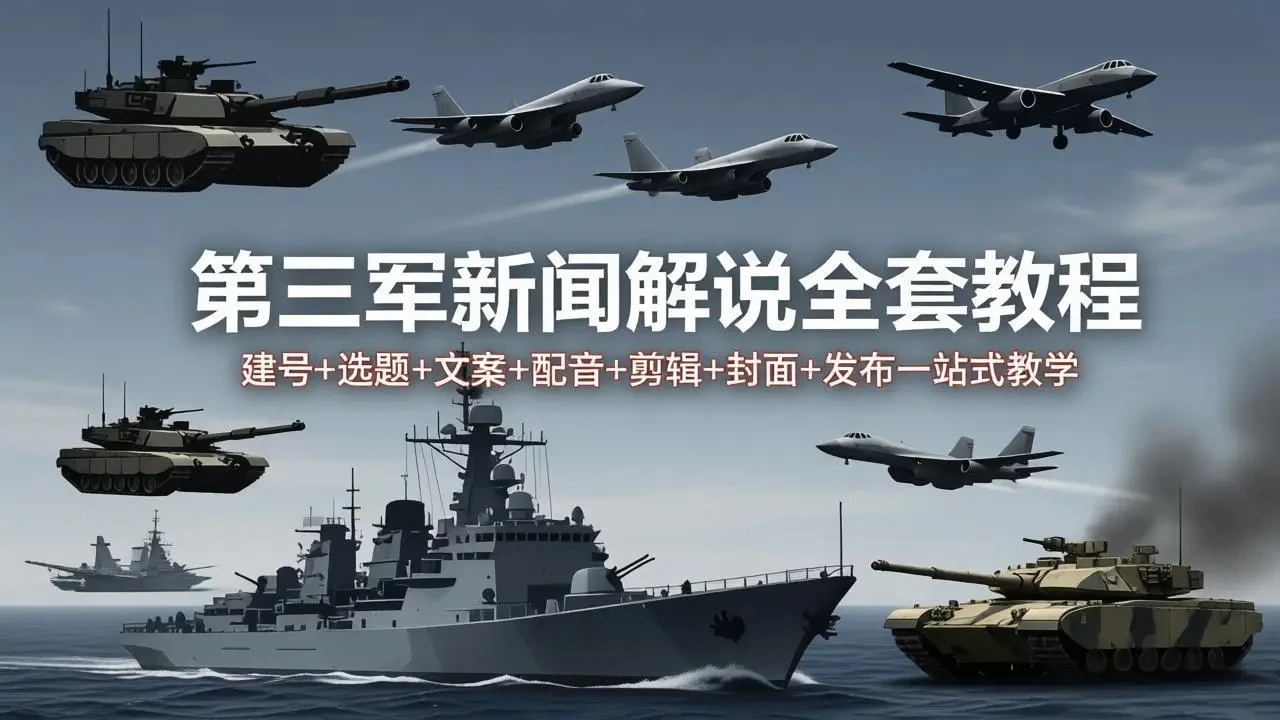 【精】第三军迷新闻解说全套教程：建号+选题+文案+配音+剪辑+封面+发布一站式教学-知行客