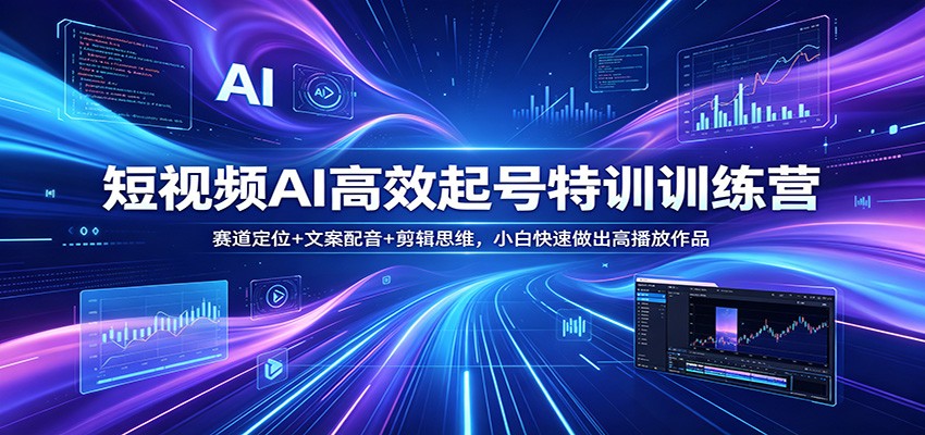 短视频AI高效起号特训训练营：赛道定位+文案配音+剪辑思维，小白快速做出高播放作品-知行客