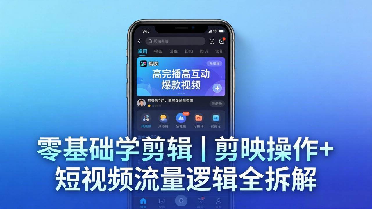 （18117期） 【零基础学剪辑】剪映操作+短视频流量逻辑全拆解｜手把手教你剪出高完播高互动爆款视频-知行客