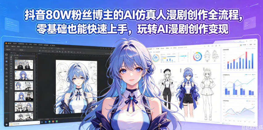 抖音80W粉丝博主的AI仿真人漫剧创作全流程，零基础也能快速上手，玩转AI漫剧创作变现-知行客