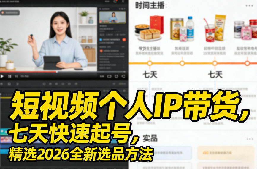短视频个人IP带货，七天快速起号，精选2026全新选品方法-知行客