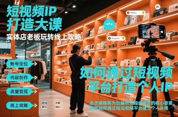 【精】短视频ip打造大课,实体店老板玩转线上攻略-知行客