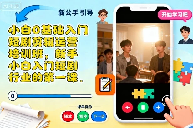 小白0基础入门短剧剪辑运营培训班，新手小白入门短剧行业的第一课-知行客