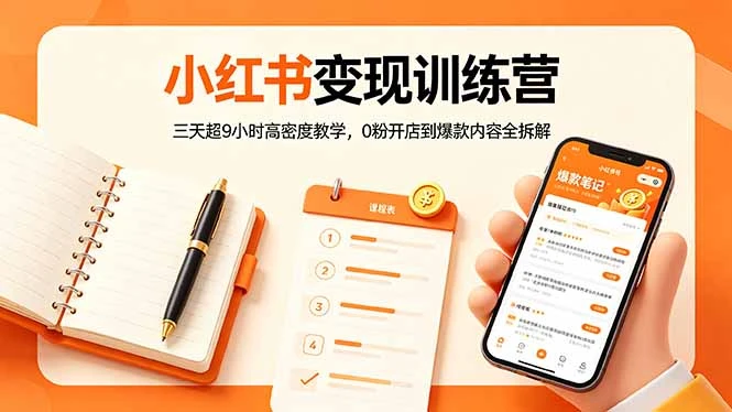 【精】小红书变现训练营：三天超9小时高密度教学，0粉开店到爆款内容全拆解-知行客