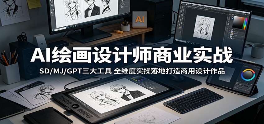 AI绘画设计师商业实战：SD/MJ/GPT三大工具，全维度实操落地打造商用设计作品-知行客