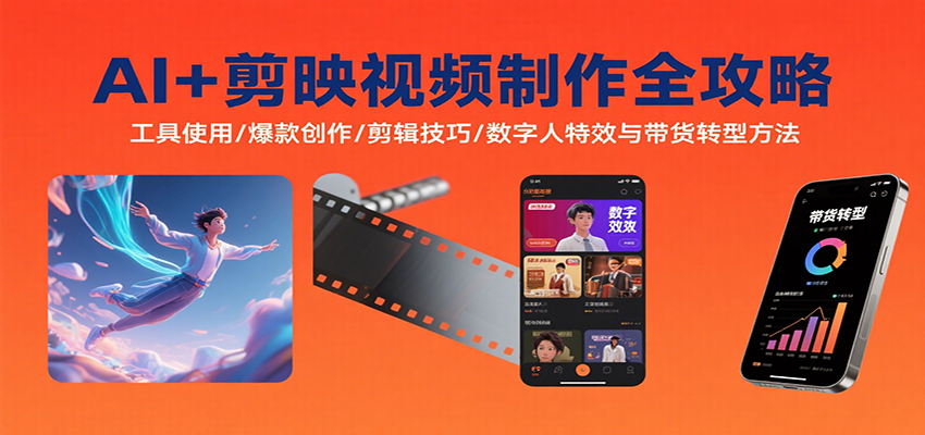 AI+剪映视频制作全攻略：工具使用/爆款创作/剪辑技巧/数字人特效与带货转型方法-知行客