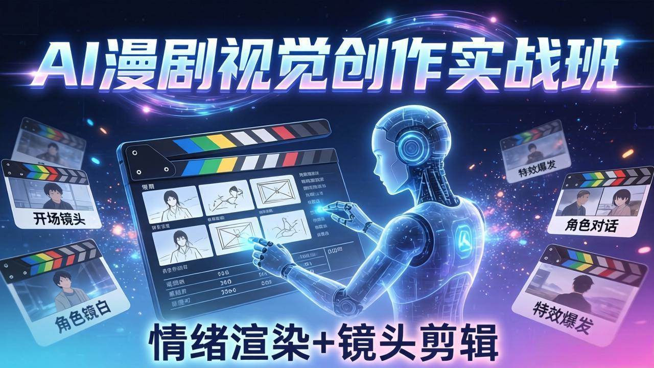 （17874期）AI漫剧视觉导演思维实战班，从脚本到成片全掌握，分镜设计情绪渲染一站学会-知行客
