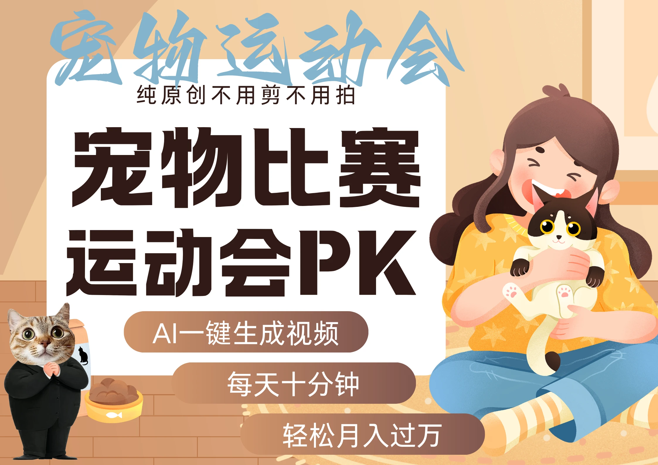 【精】AI萌宠运动员跳水 射击 篮球 足球比赛 每天十分钟 附详细提示词文案库 创作者分成 月入5W+-知行客