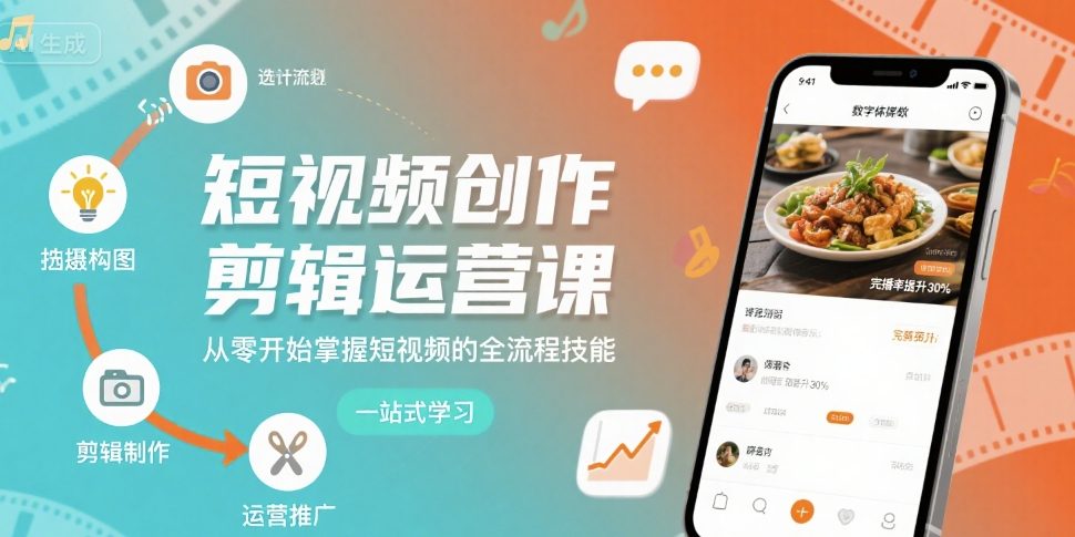 短视频创作剪辑运营课，从零开始掌握短视频的全流程技能-知行客