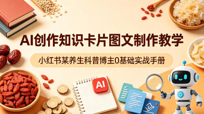 AI创作知识卡片图文制作教学，小红书某养生科普博主0基础实战手册-知行客
