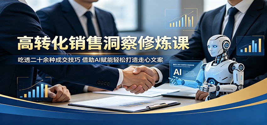 高转化销售洞察修炼课：吃透二十余种成交技巧，借助AI赋能轻松打造走心文案-知行客