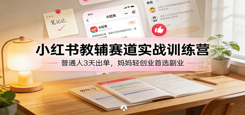 小红书教辅赛道实战训练营:普通人3天出单,妈妈轻创业首选副业 | 资源下载 - 知行客-知行客