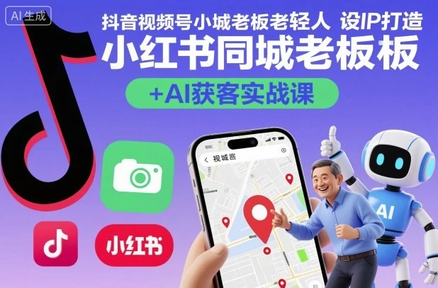 【精】抖音视频号小红书同城老板轻人设IP打造+AI获客实战课，人设打造-算法拆解-拍摄剪辑-内容运营-AI创作-知行客