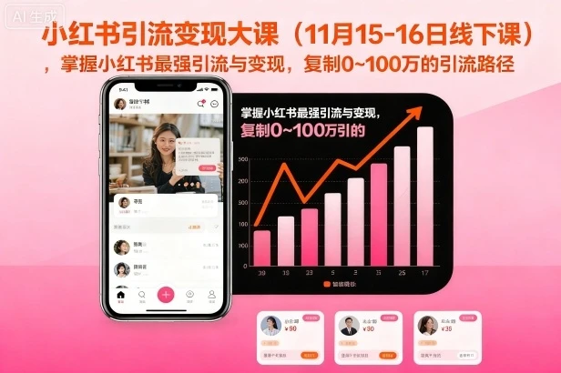【精】小红书引流变现大课（11月15-16日线下课），掌握小红书最强引流与变现，复制0~100万的引流路径-知行客