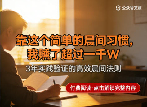 某公众号付费文章：靠这个简单的晨间习惯，我賺了超过一千W-知行客