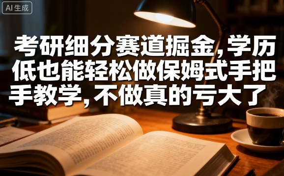 考研细分赛道掘金，日入1k+，学历低也能轻松做保姆式手把手教学，不做真的亏大了【揭秘】-知行客