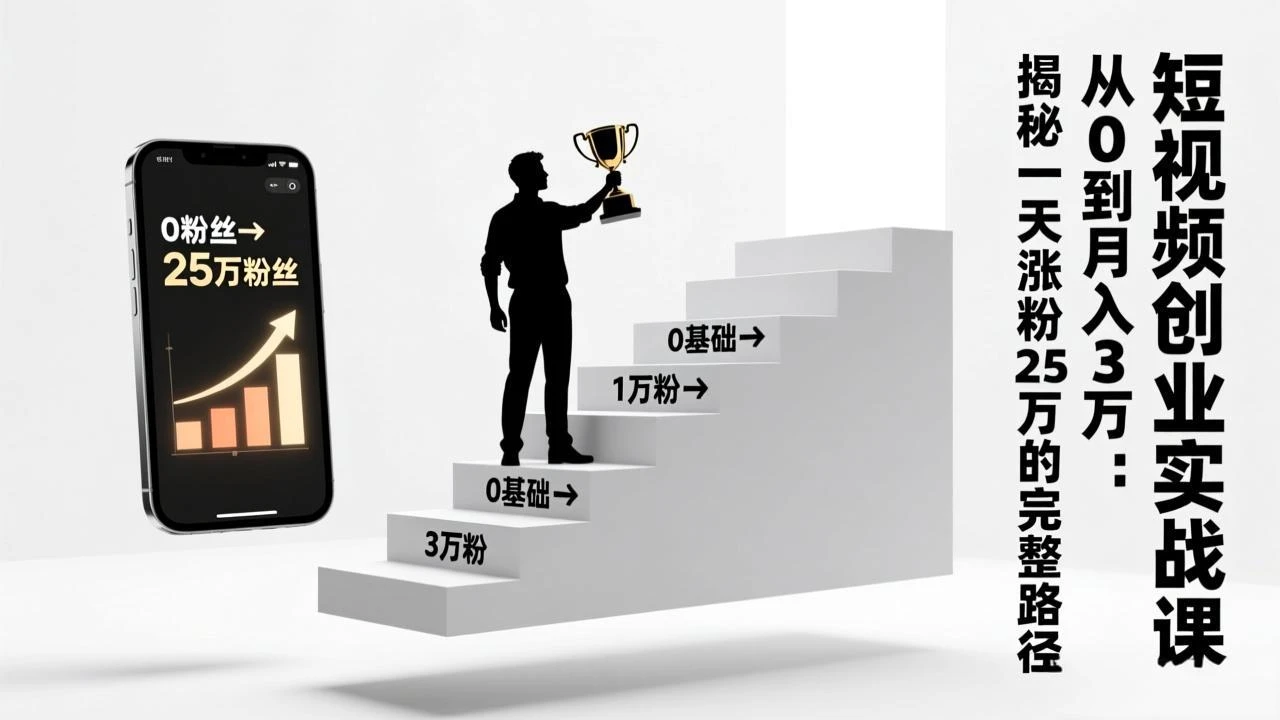 【精】短视频创业实战课：从0到月入3万：揭秘一天涨粉25万的完整路径-知行客
